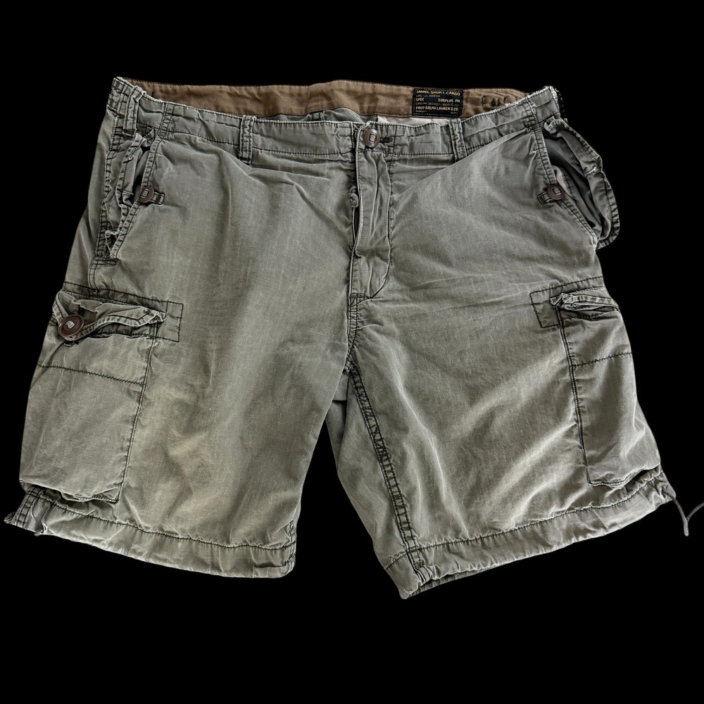 90's Polo Ralph Lauren Cargo Shorts Olive Green Surplus Fit Military Utility 36